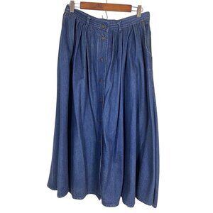 Vintage Denim Jean Skirt 14 Blue Western Classic Chic Hippie Indie Equestrian